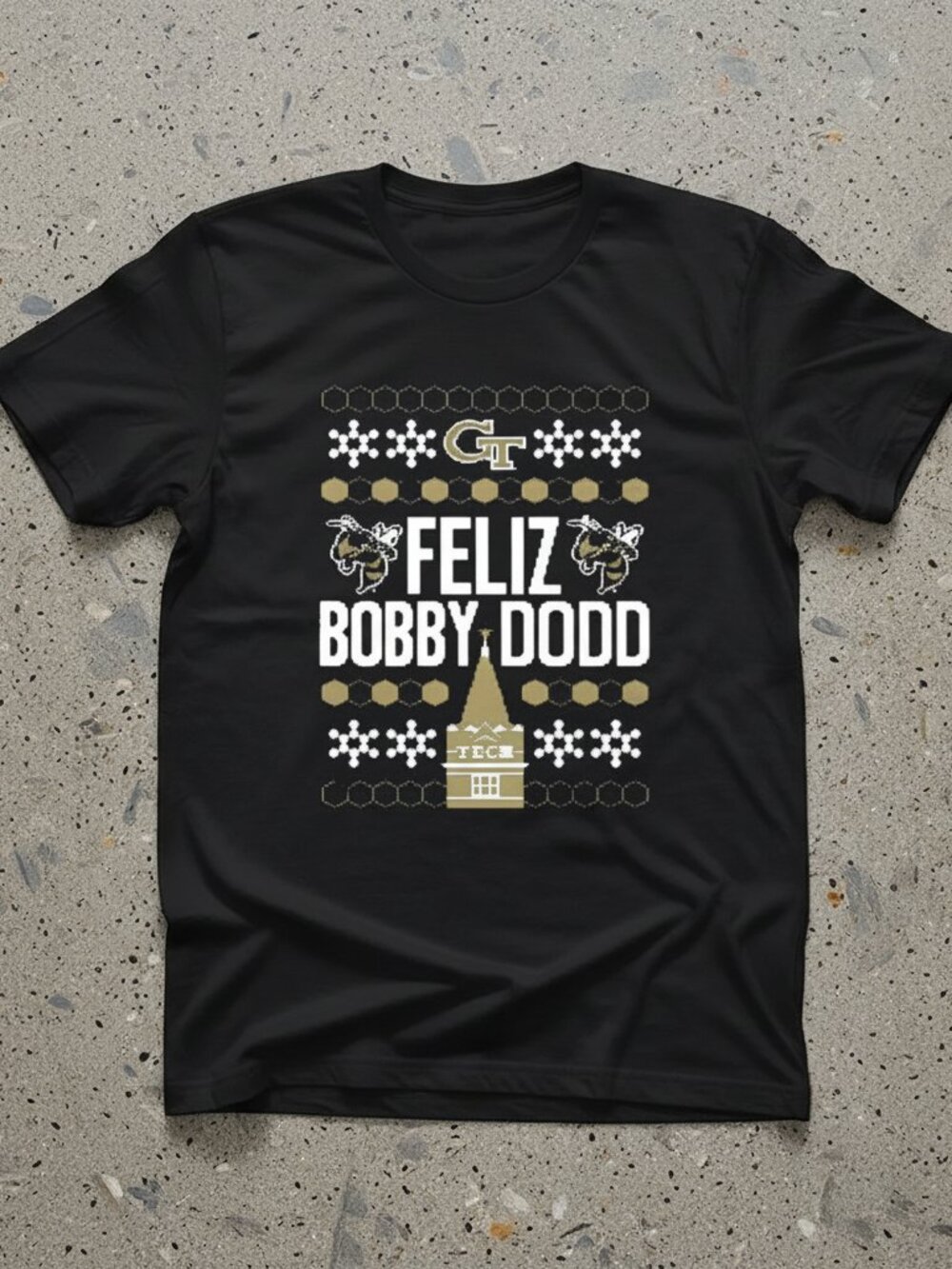 Georgia Tech Ugly Christmas Shirt – “Feliz Bobby Dodd” Funny Holiday Fan Tee